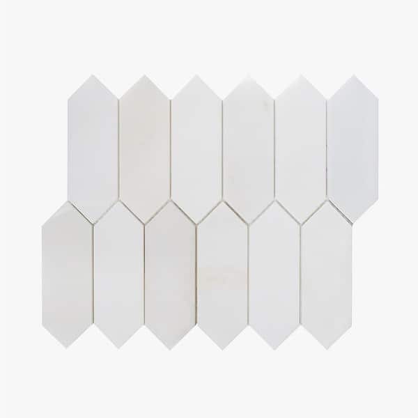 Jeffrey Court Suburbs White 10 in. x 12.375 in. Picket Polished Marble Wall and Floor Mosaic Tile (0.859 sq. ft./Each) (2)