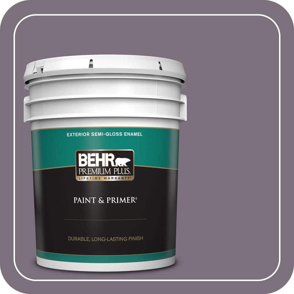 BEHR PREMIUM PLUS 5 gal. #PPU17-17 Plum Shadow Semi-Gloss Enamel Exterior Paint & Primer