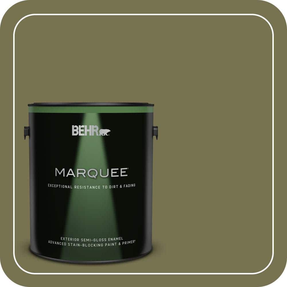 BEHR MARQUEE 1 gal. #S350-6 Truly Olive Semi-Gloss Enamel Exterior Paint & Primer