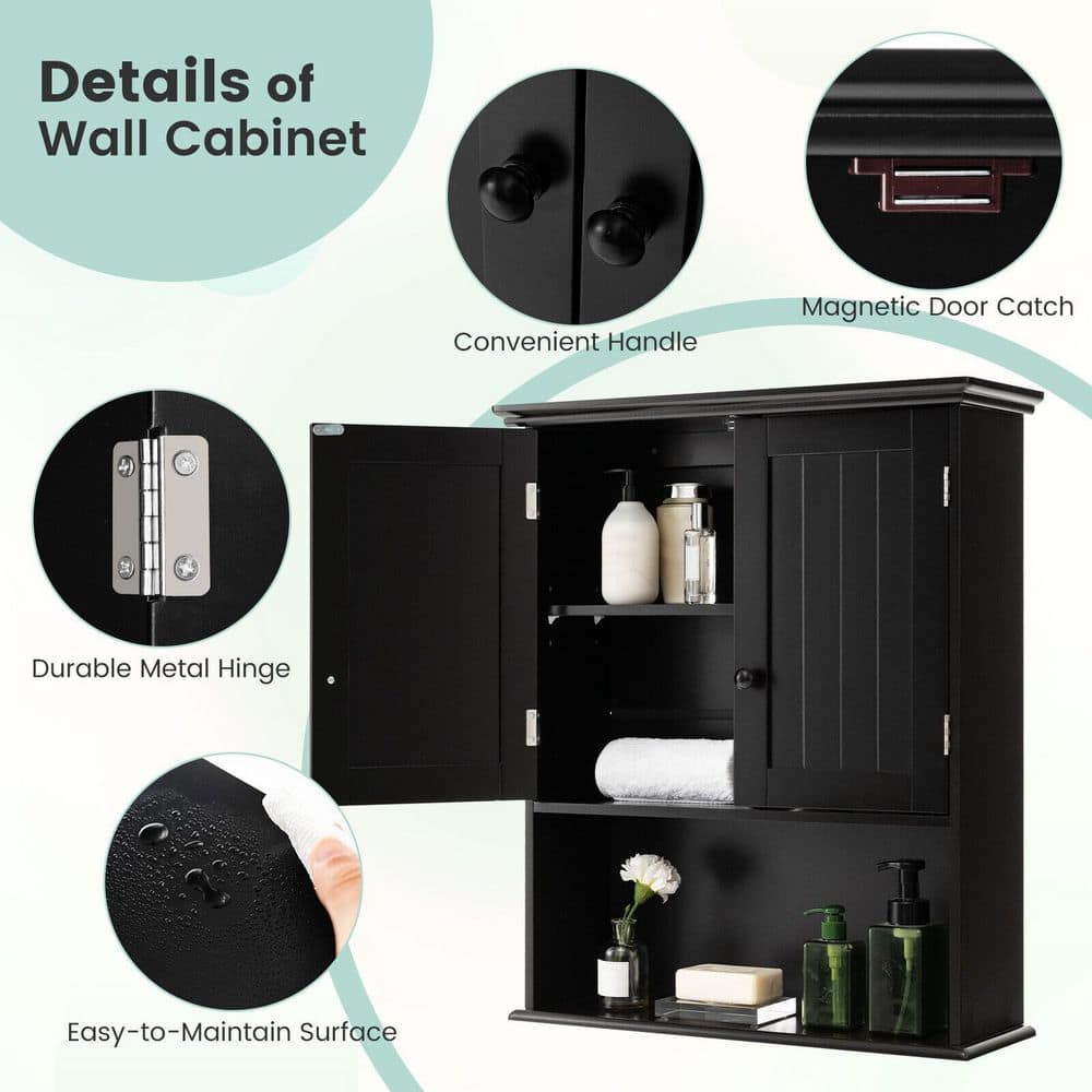 WELLFOR 23.5 in. W 8 in. D 28 in. H Bathroom Storage Wall Cabinet (4)