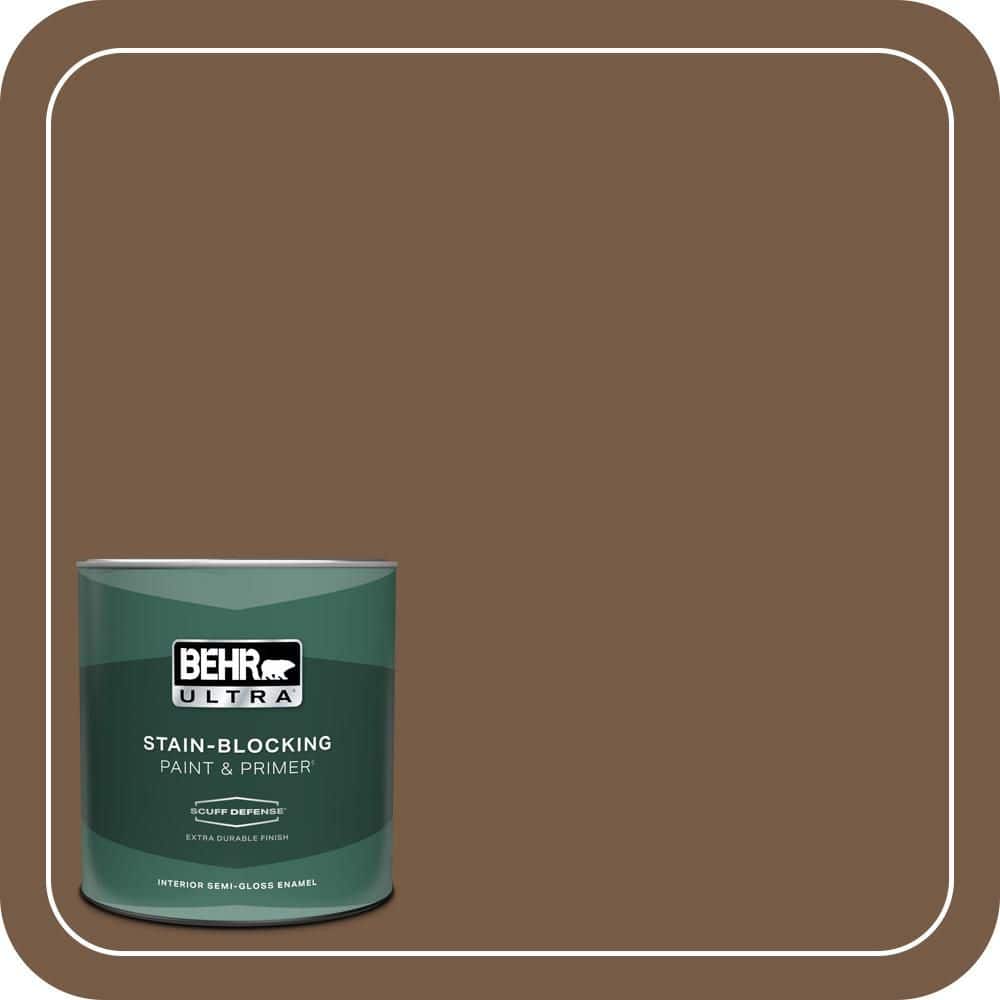 BEHR ULTRA 1 qt. #N250-7 Mission Brown Extra Durable Semi-Gloss Enamel Interior Paint & Primer