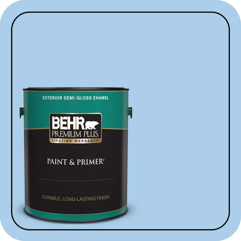BEHR PREMIUM PLUS 1 gal. #P520-2 French Porcelain Semi-Gloss Enamel Exterior Paint & Primer