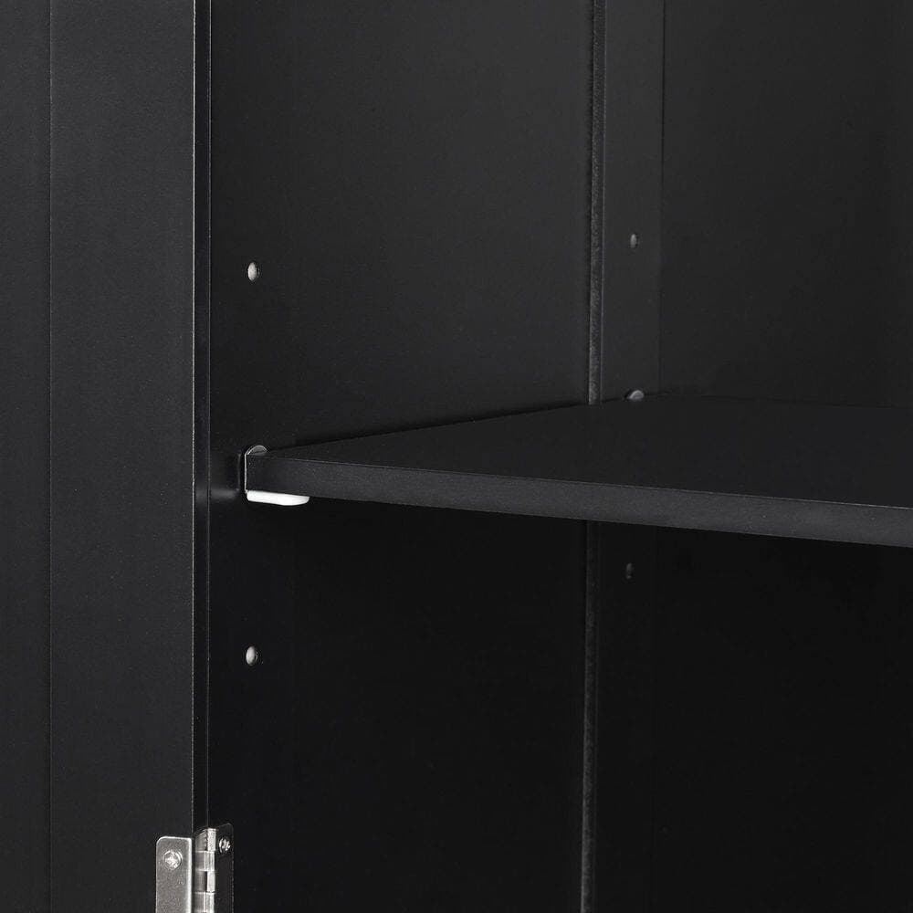 Dueyeeri 20 in. W x 13 in. D x 68 in. H Black MDF Linen Cabinet with Two Different Size Drawers and Adjustable Shelf in Black (3)