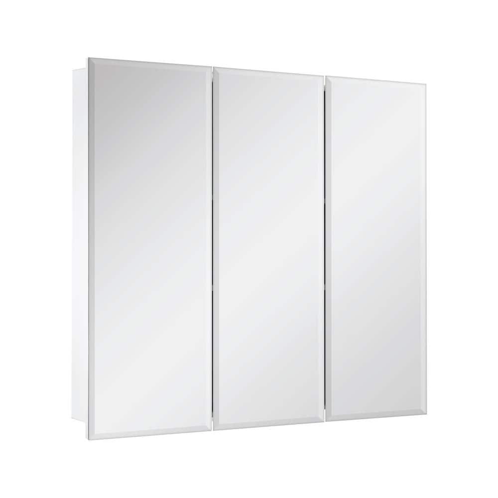 Glacier Bay 30.4 in. W x 30.2 in. H Rectangular Medicine Cabinet with Mirror in White with Adjustable Shelves (3)