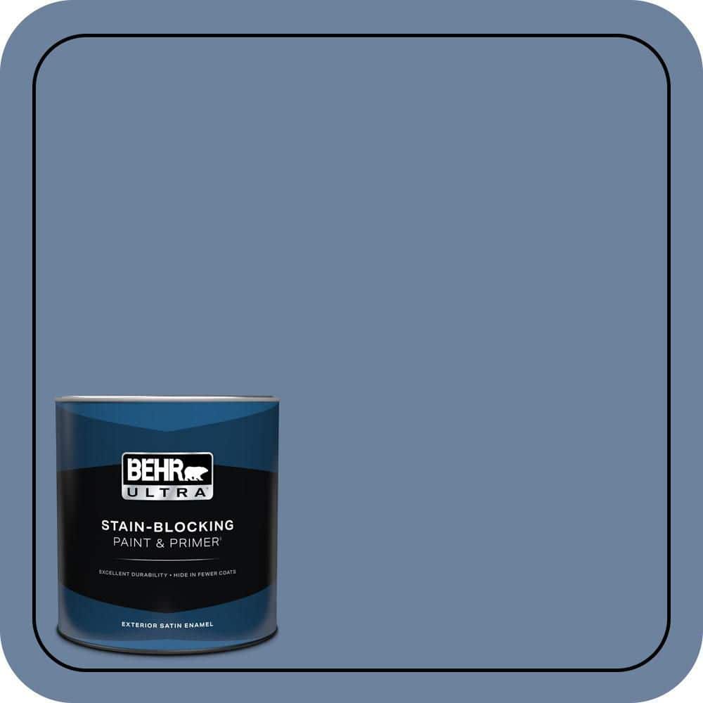 BEHR ULTRA 1 qt. #S530-5 Brisk Blue Satin Enamel Exterior Paint & Primer
