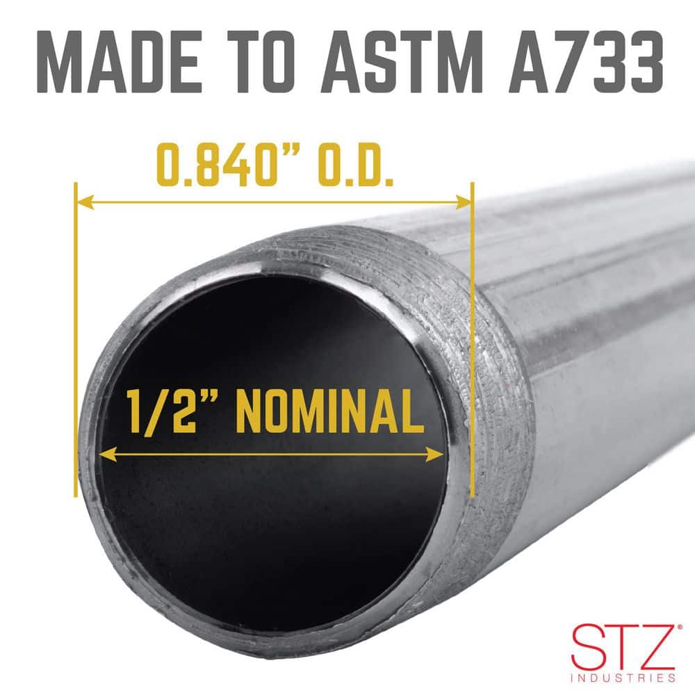 STZ 1/2 in. x 2-1/2 in. Black Steel Nipple Fittings & Connectors (3)