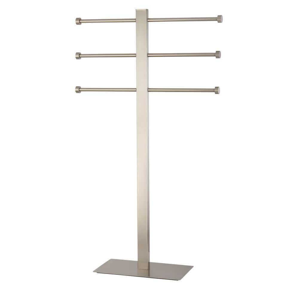 Kingston Brass Modern Freestanding Towel Stand in Satin Nickel