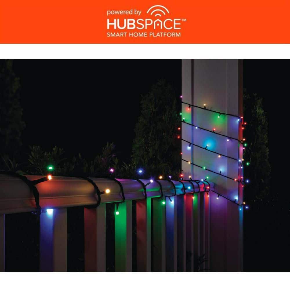 Hampton Bay 100-Light 40 ft. Indoor/Outdoor Plug-In Integrated LED RGB Color Changing Novelty String Light Powered by Hubspace (2)
