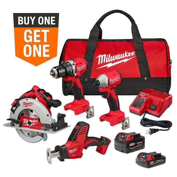 Milwaukee M18 18-Volt Lithium-Ion Brushless Cordless Combo Kit (4-Tool) with 2-Batteries, 1-Charger and Tool Bag (2)