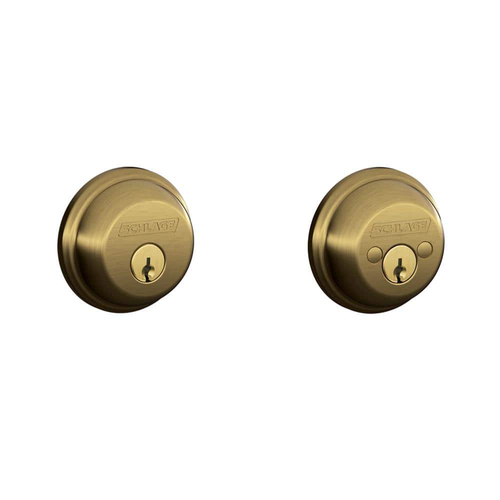 Schlage B62 Series Antique Brass Double Cylinder Deadbolt Certified Highest for Security and Durability (2)
