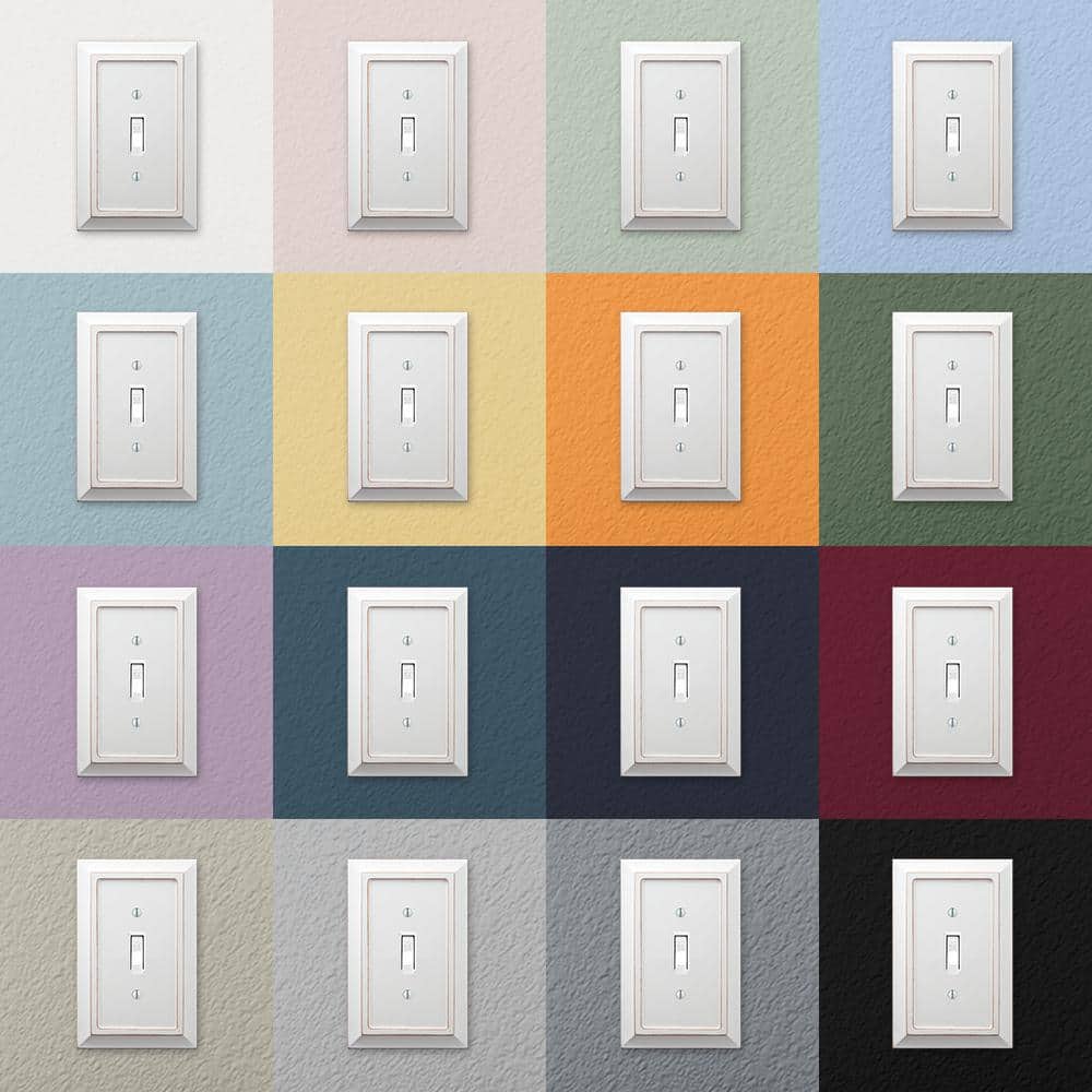 AMERELLE Savannah 2 Gang 1-Toggle and 1-Duplex Wood Wall Plate - White (3)