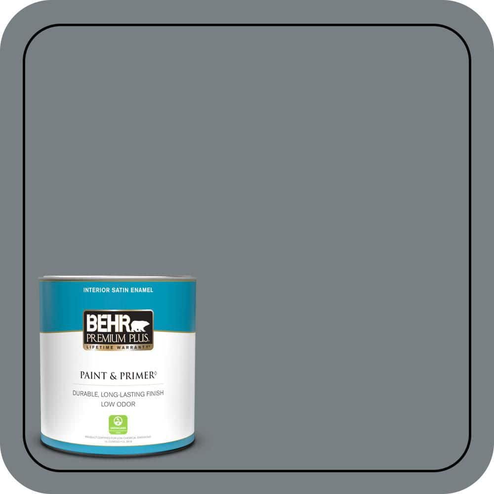 BEHR PREMIUM PLUS 1 qt. #N450-5 Intergalactic Satin Enamel Low Odor Interior Paint & Primer