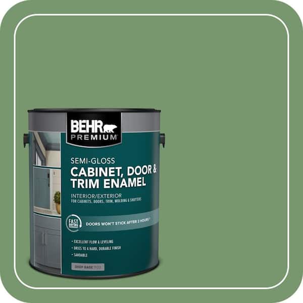 BEHR PREMIUM 1 gal. #PPU11-03 Botanical Green Semi-Gloss Enamel Interior/Exterior Cabinet, Door & Trim Paint (2)