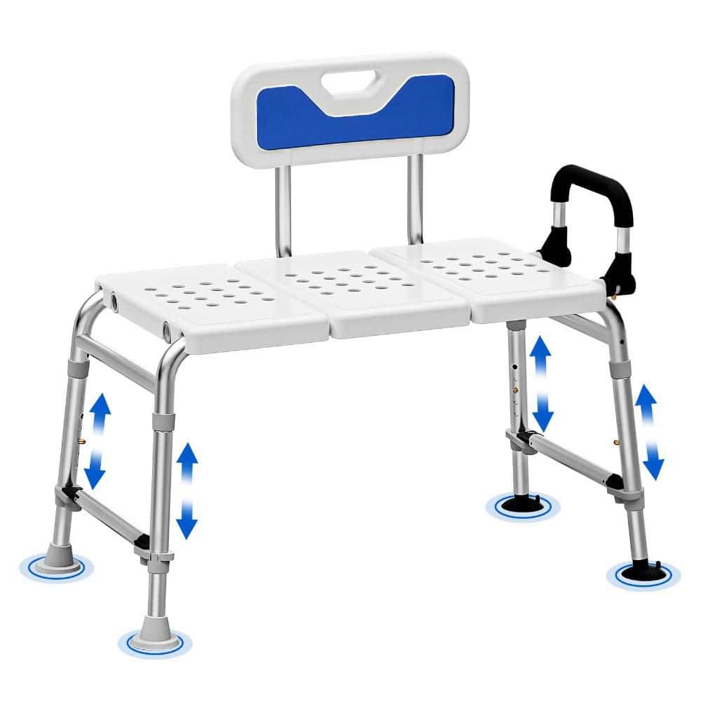 Numhew Heavy Duty Bath and Shower Bench with Adjustable Height and Reversible Backrest, Sliding Shower Chair, Bathtub Chair (1)