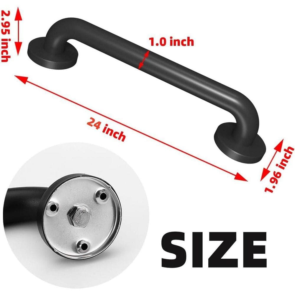 Unbranded 2 ft. Matte Black Metal Handrail Industrial Wall Mounted Safety Stair Bar Indoor Outdoor Deck Handle 1 Pack (2)