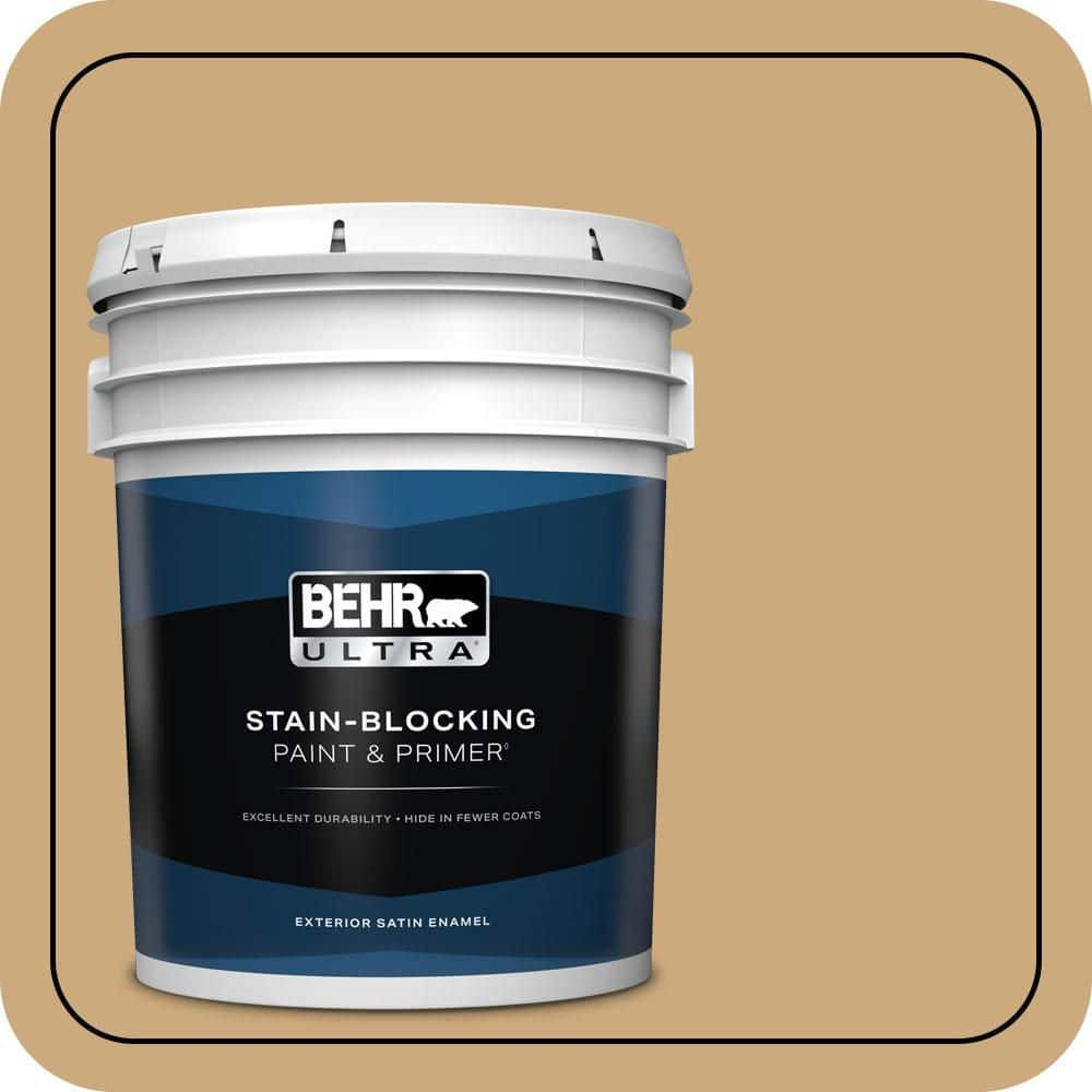 BEHR ULTRA 5 gal. #S300-4 Flax Straw Satin Enamel Exterior Paint & Primer