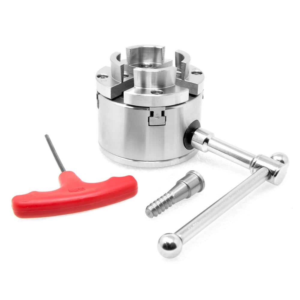 WEN 2.75 in. 4-Jaw Self-Centering Keyed Lathe Chuck Set with 1 in. x 8TPI Thread (2)