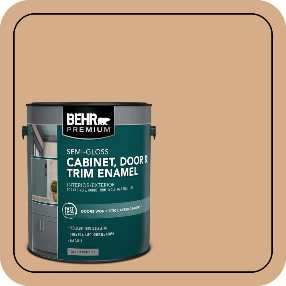 BEHR PREMIUM 1 gal. #S270-4 Praline Semi-Gloss Enamel Interior/Exterior Cabinet, Door & Trim Paint