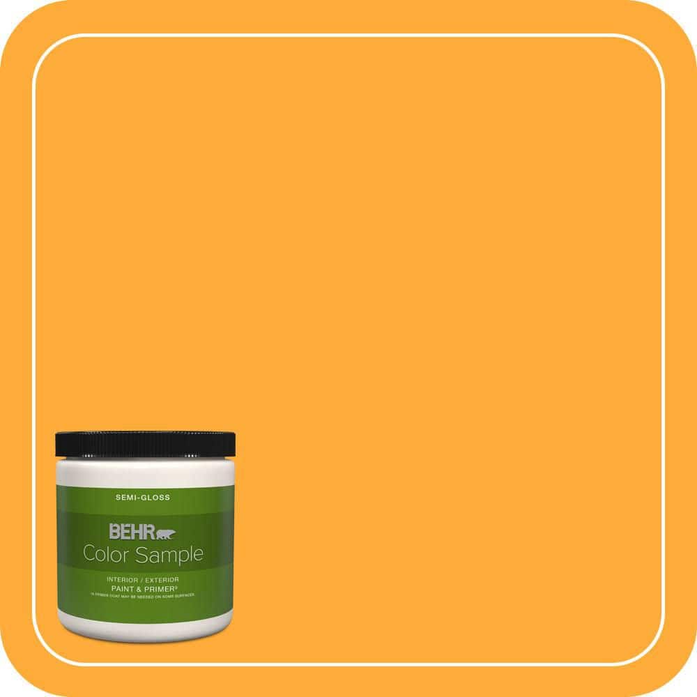 BEHR PREMIUM PLUS 8 oz. #S-G-310 Peach Butter Semi-Gloss Interior/Exterior Paint & Primer Color Sample