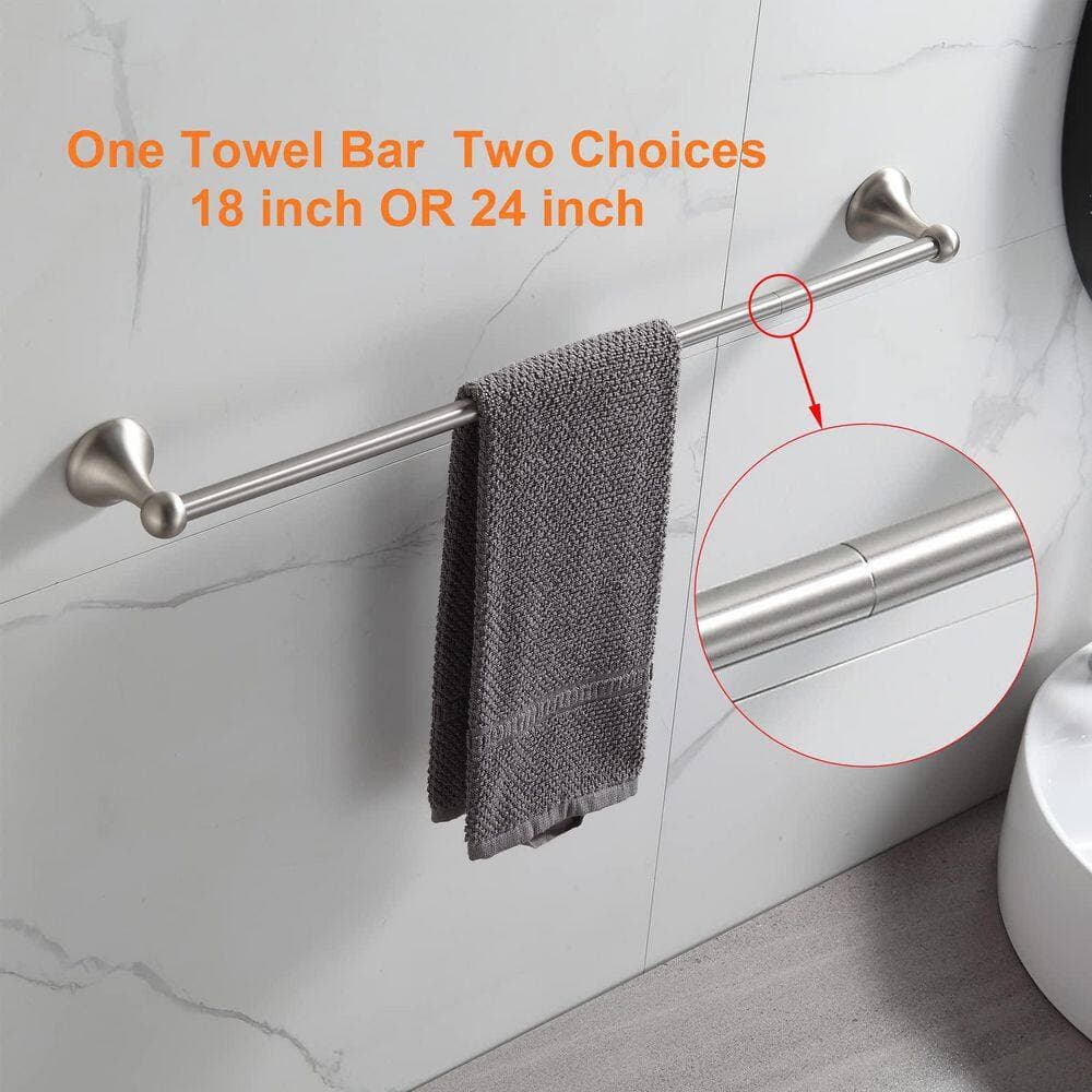 KHKFY 8-Piece Brushed Nickel Bathroom Hardware Set with Adjustable Expandable Towel Bars, Wall Mount (3)