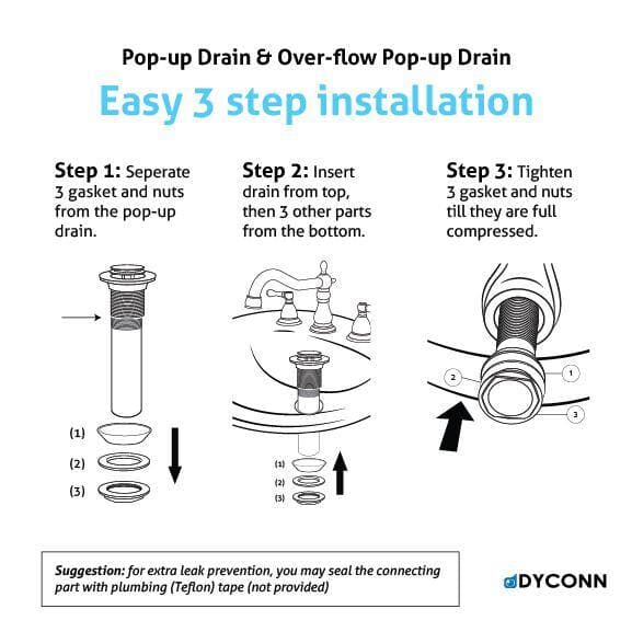 Dyconn 8.5 in. Bathroom and Vessel Sink Pop-Up Drain with Overflow Oil Rubbed (2)