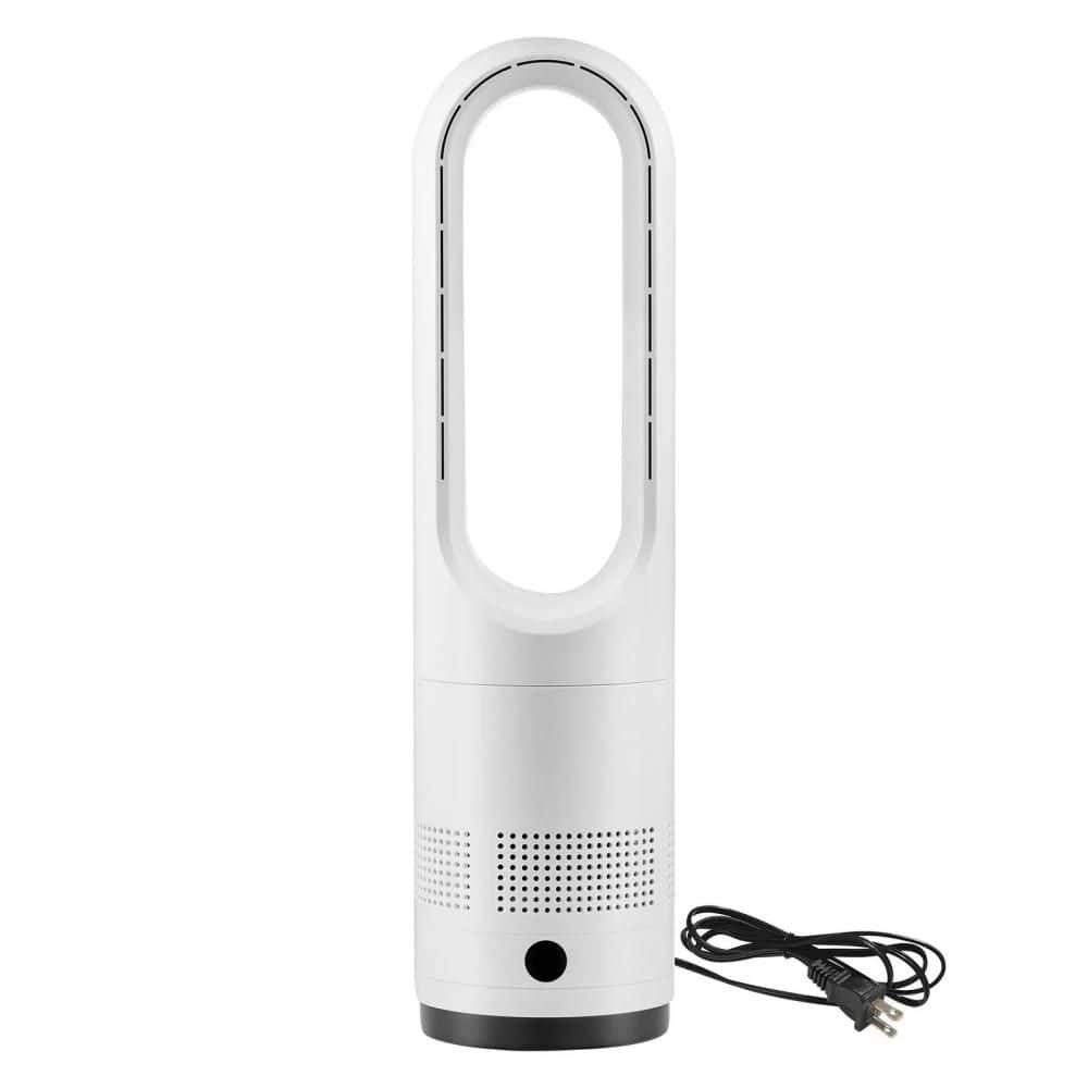 Amucolo 22 in. Oscillating High Velocity Floor Air Circulator, Powerful Airflow Bladeless Tower Fan in White with Remote, Timer (1)