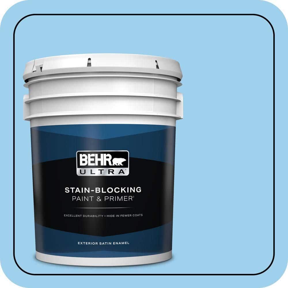 BEHR ULTRA 5 gal. #P500-3 Spa Blue Satin Enamel Exterior Paint & Primer