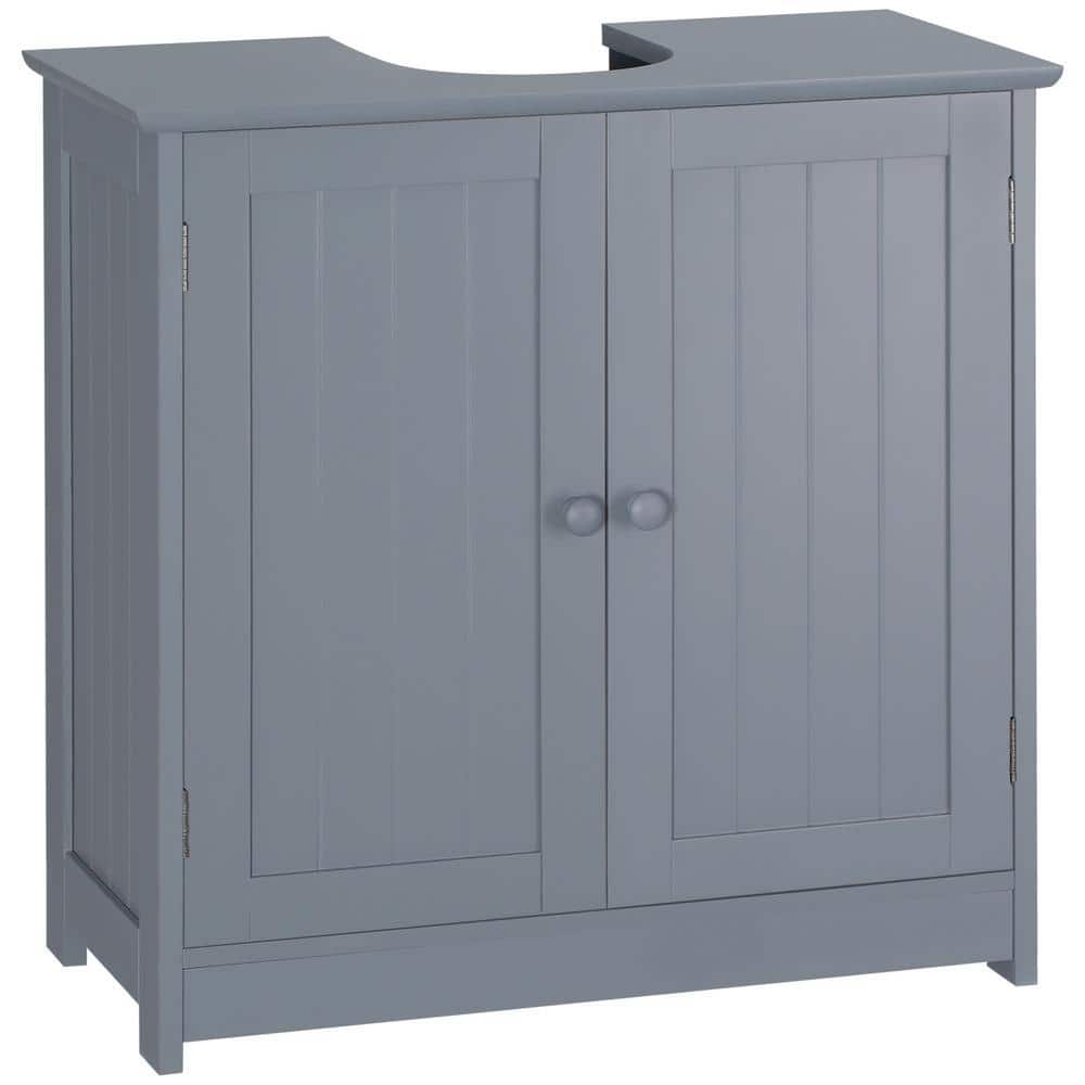 Tileon 23.5 in. W x 11.75 in. D x 23.5 in. H Freestanding Pedestal Bath Vanity with MDF Top and Adjustable Shelf in Gray (1)