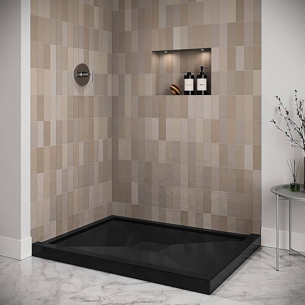 Streamline GB-2612-452-BL 60 in. 36 in. Corner Acrylic Shower Pan Base with Drain, Drain Included (2)