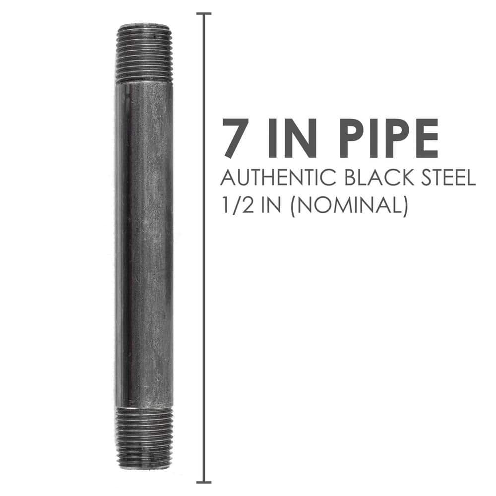 STZ 1/2 in. x 7 in. Black Steel Nipple (2)