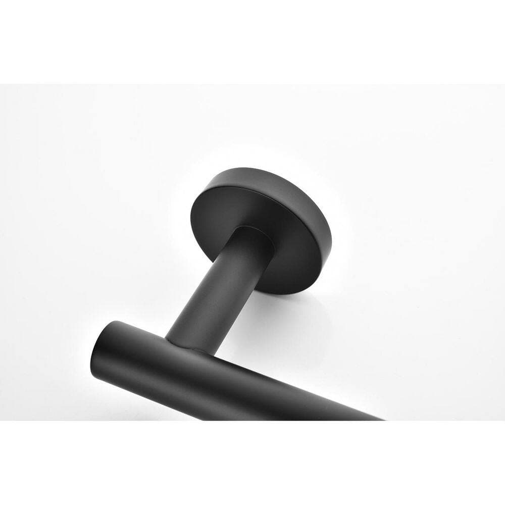 LIVACA 6-Piece Stainless Steel Bathroom Hardware Set with Towel Bar, Paper Holder and Hooks in Matte Black for Modern Bathroom (3)