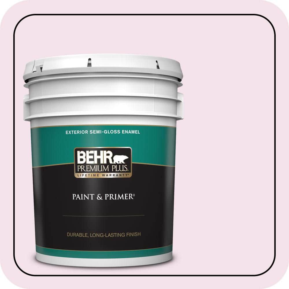 BEHR PREMIUM PLUS 5 gal. #690C-2 Pink Amour Semi-Gloss Enamel Exterior Paint & Primer