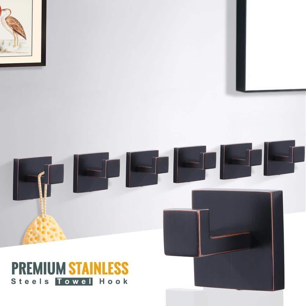 ALEASHA J-Hook Wall Mount Hook Robe/Towel Hook in Oil Rubbed Bronze (6-Pieces) (2)