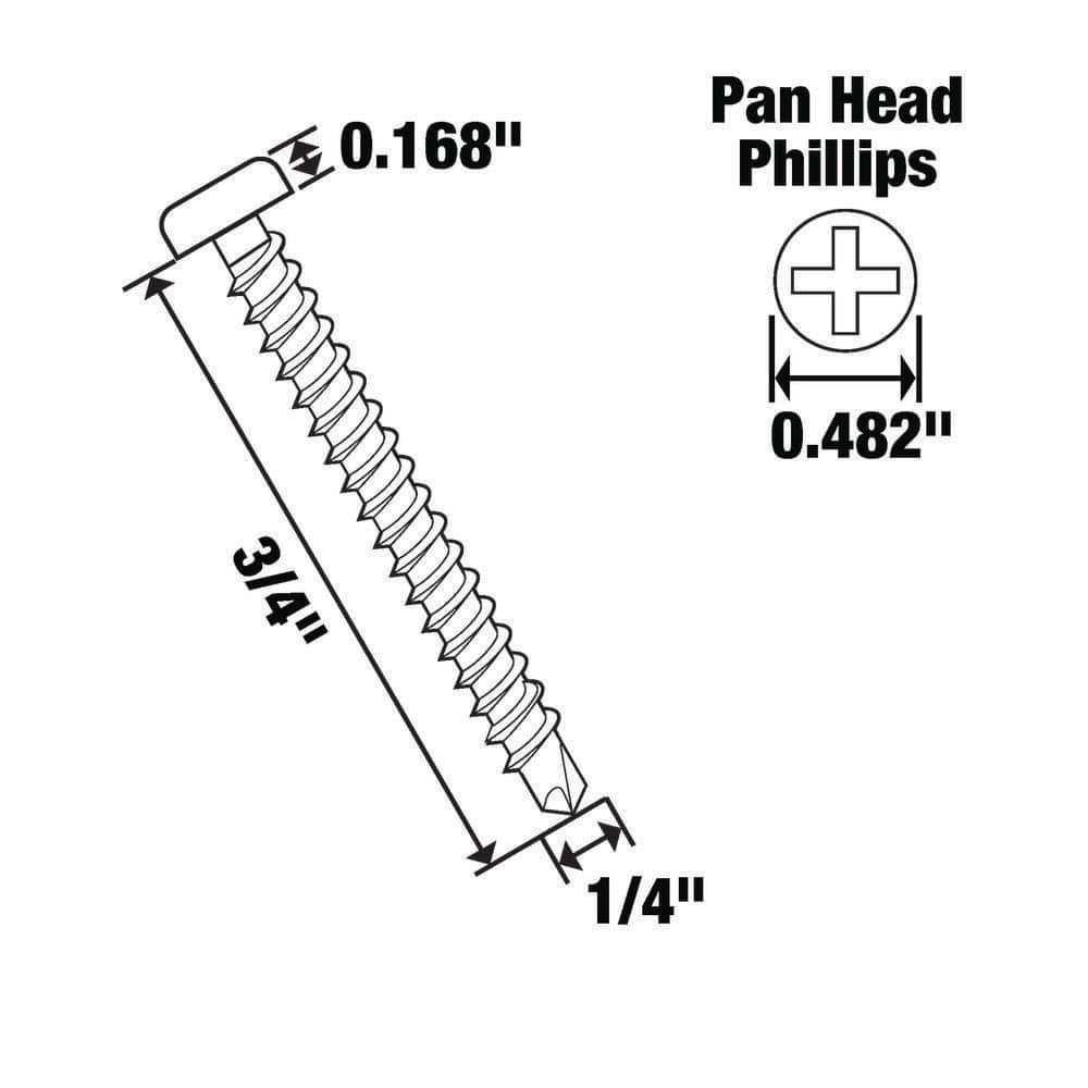 Everbilt #14 x 3/4 in. Phillips Zinc-Plated Pan-Head Self-Drilling Sheet Metal Screw (3)