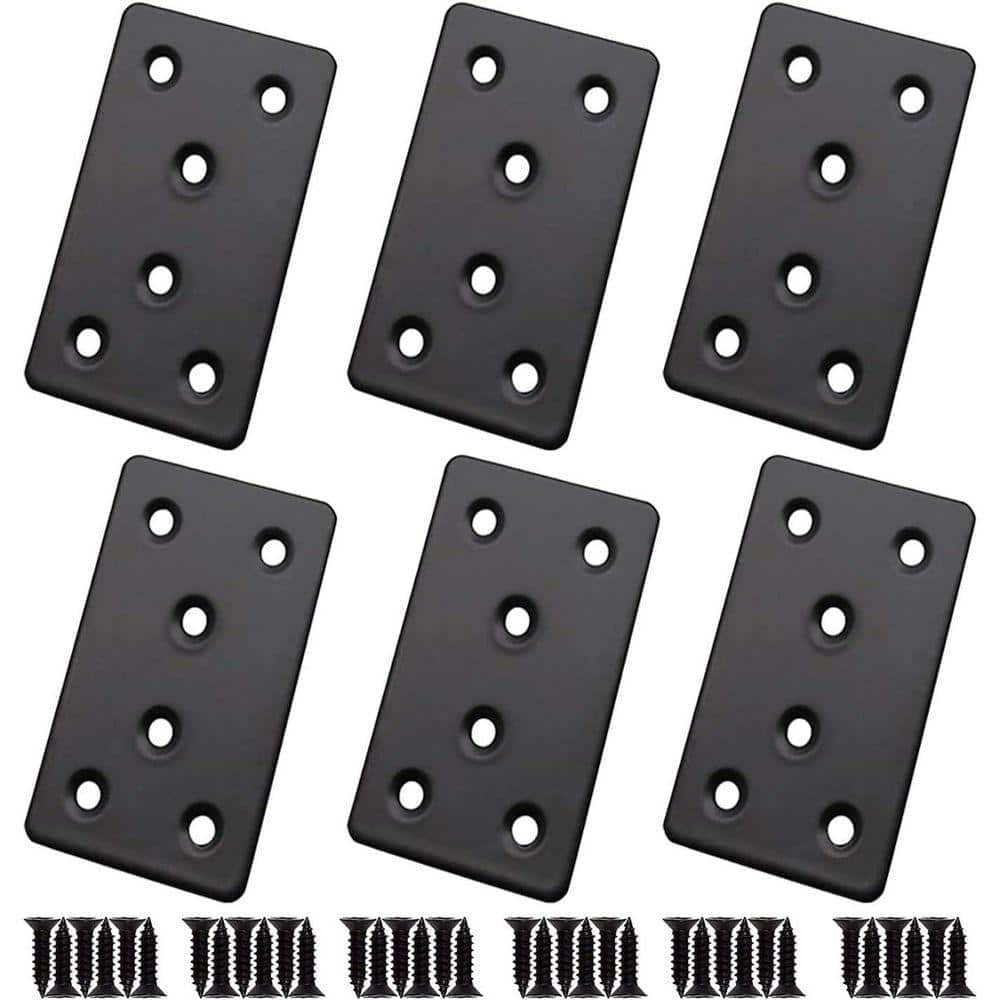 KIWDZFU 3 x 1.5 Heavy Duty Steel Flat Mending Plates Nail Stop Nail Plate 6-Pack for Wood Shelves Furniture Fence Cabinet (1)