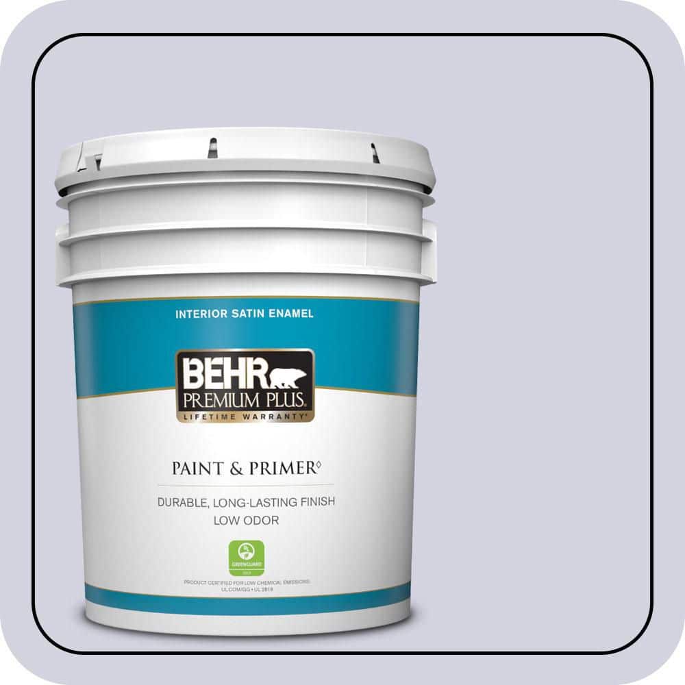 BEHR PREMIUM PLUS 5 gal. #S560-1 Courteous Satin Enamel Low Odor Interior Paint & Primer