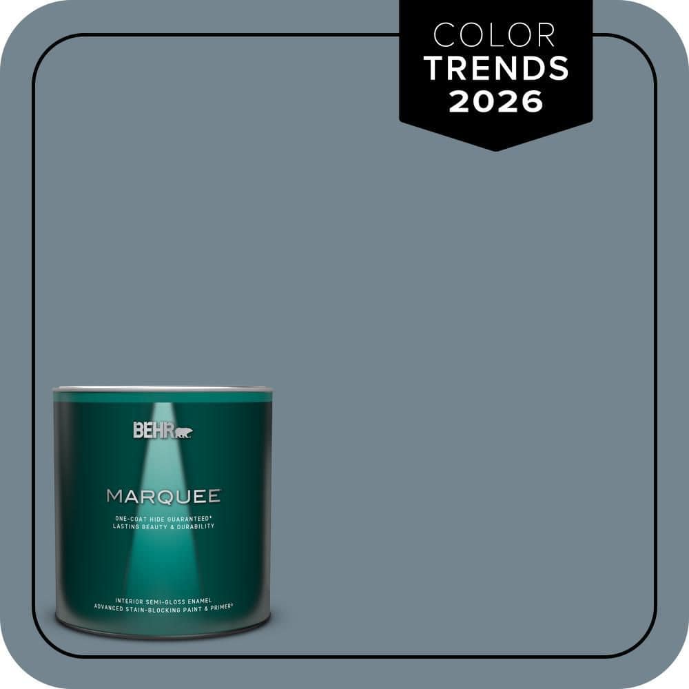 BEHR MARQUEE 1 qt. #N480-5 Adirondack Blue One-Coat Hide Semi-Gloss Enamel Interior Paint & Primer
