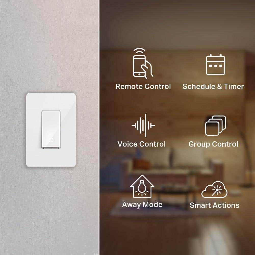 Lukyamzn 15 Amp Smart Light Switch Single-Pole 1-way Light Switch with Alexa and Google Home in White (1 Pack) (2)