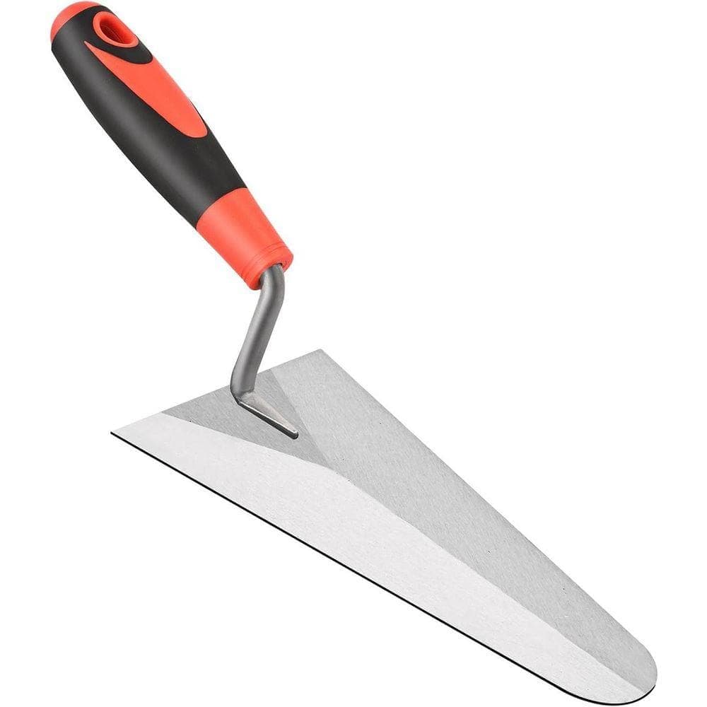 KIWDZFU 12 in. x 4.4 in. Stainless Steel Pointing Trowel with Soft Grip Handle for Grouting Plastering Flooring Finishing (1)