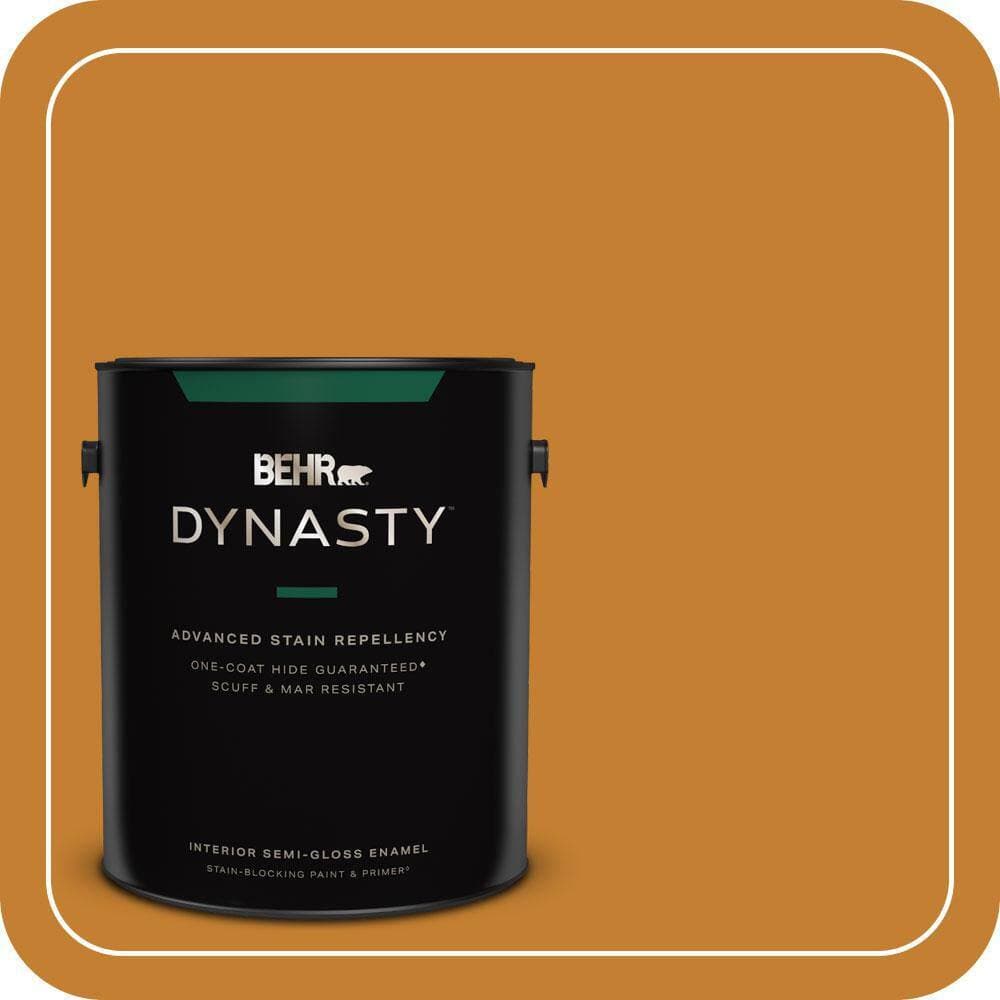 BEHR DYNASTY 1 gal. #S-H-290 Exotic Honey Semi-Gloss Enamel Interior Stain-Blocking Paint & Primer