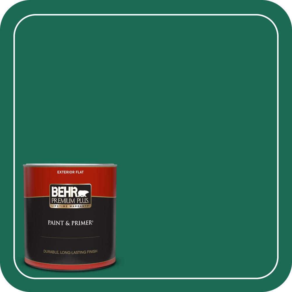 BEHR PREMIUM PLUS 1 qt. #480B-7 Clover Brook Flat Exterior Paint & Primer