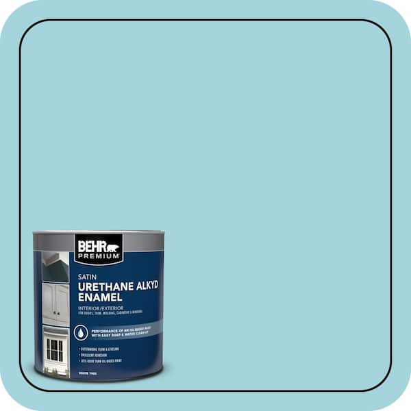 BEHR PREMIUM 1 qt. #M470-3 Midwinter Mist Satin Enamel Urethane Alkyd Interior/Exterior Paint (2)
