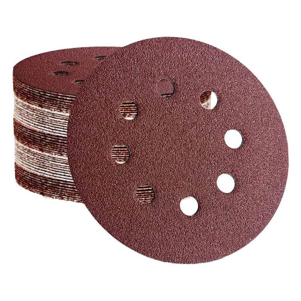 Unbranded 5 Inch Aluminum Oxide Sanding Discs Sandpaper with 8-Hole Hook and Loop for Random Orbital Sander (52-Pack) Mixed Grits (1)