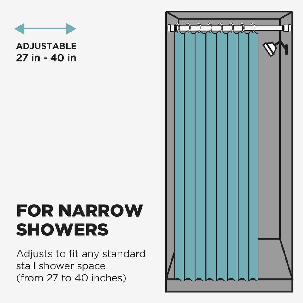 Zenna Home NeverRust 27 in. to 40 in. Aluminum Adjustable Tension Stall Shower Rod in Chrome (3)