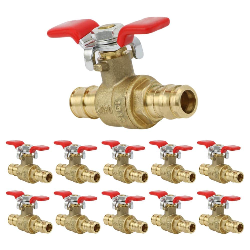 PLUMBFLEX 1/2 in. Heavy Duty Brass Full Port T-Handle PEX Ball Valve with Expansion Pex Connection (10-Pack) (1)