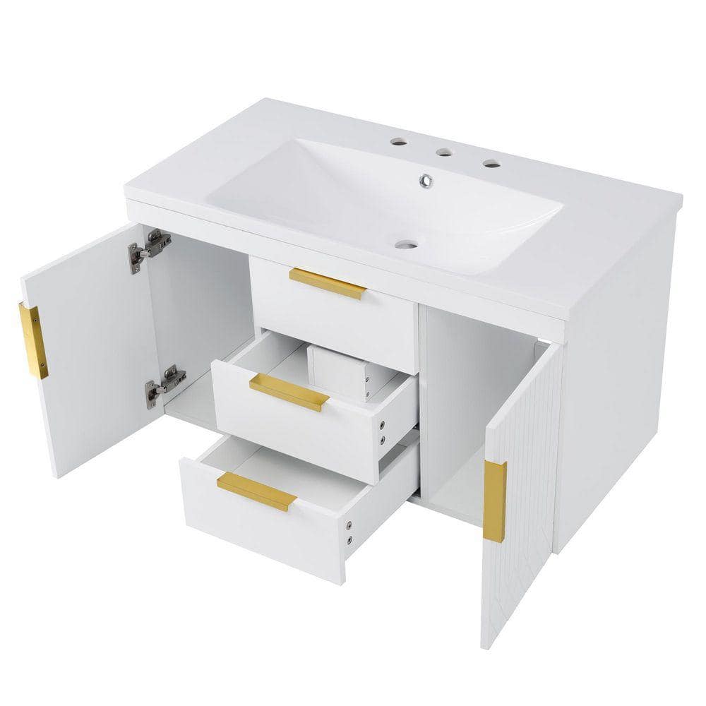 COWLOWN 36 in. W x 18 in. D x 20.3 in. H Bathroom White Linen Cabinet (1)