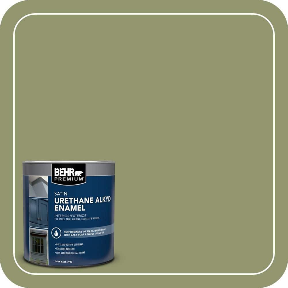 BEHR PREMIUM 1 qt. #410F-5 Boston Fern Satin Enamel Urethane Alkyd Interior/Exterior Paint (1)
