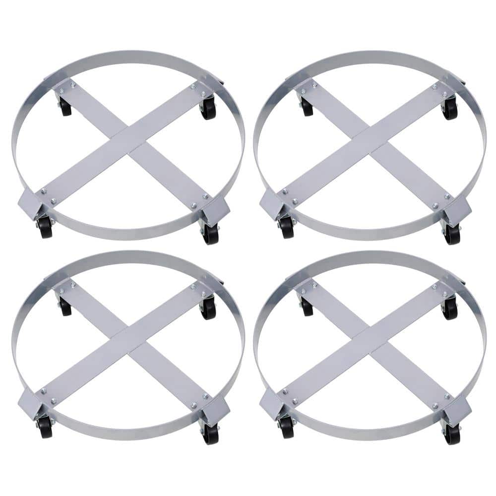 Tatayosi 4 Piece 55 gal. Heavy Duty Steel Frame Drum Cart Barrel Dolly with Brake, 200 Load Capacity (1)