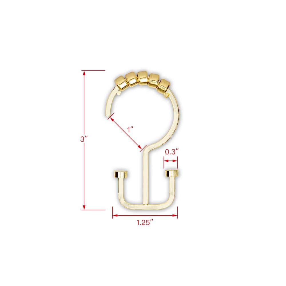 Utopia Alley Deco Flat Double Roller Shower Curtain Hooks in Gold (2)