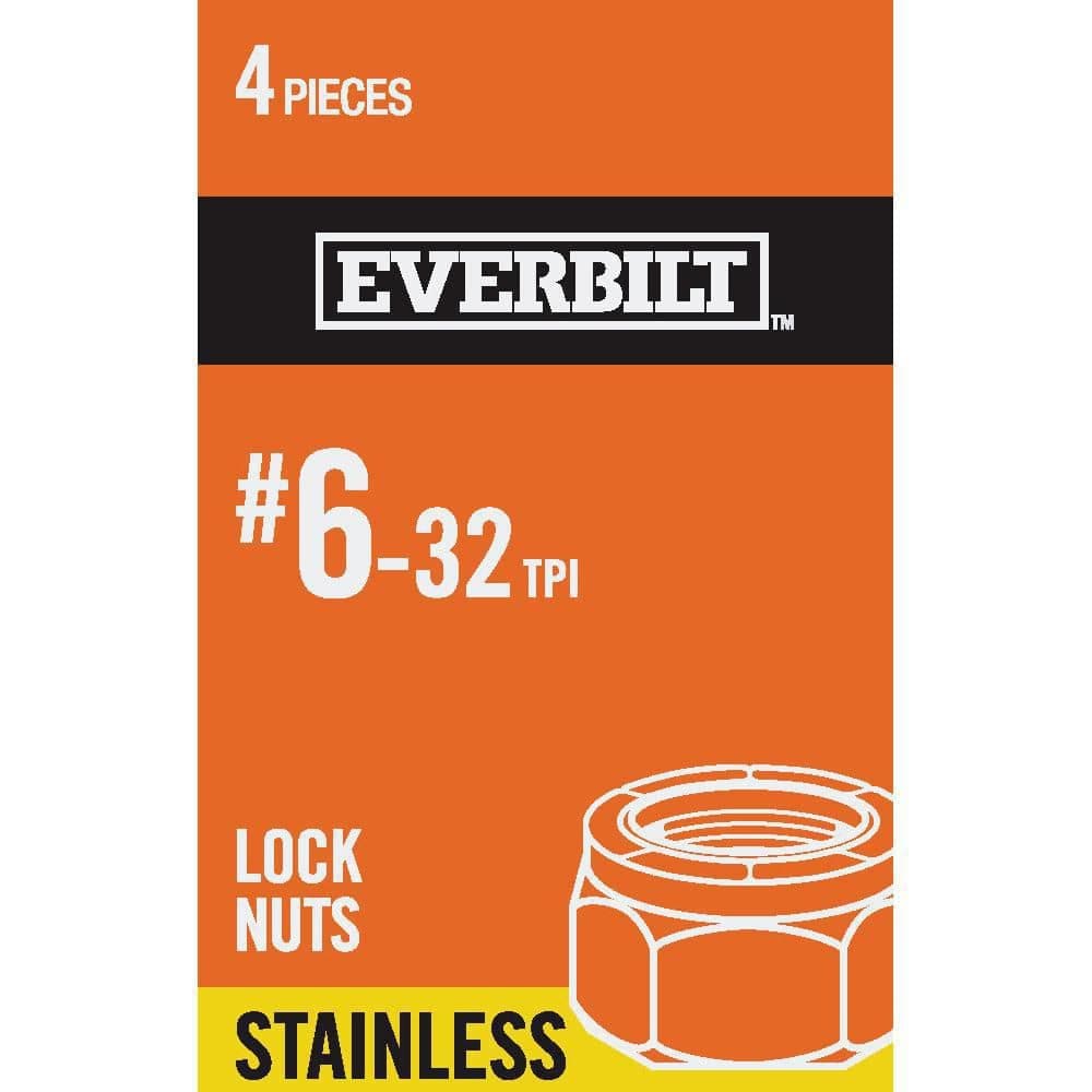 Everbilt #6-32 Stainless Steel Nylon Lock Nut (4-Pack)